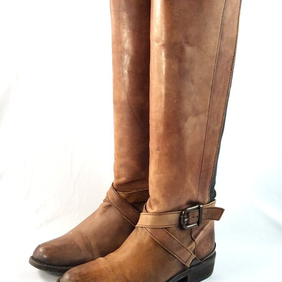 Vince Camuto Women's Knee High Riding Boots Brown Distressed Leather  Size 6.5 - Picture 11 of 11